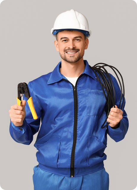 man with wire and tools